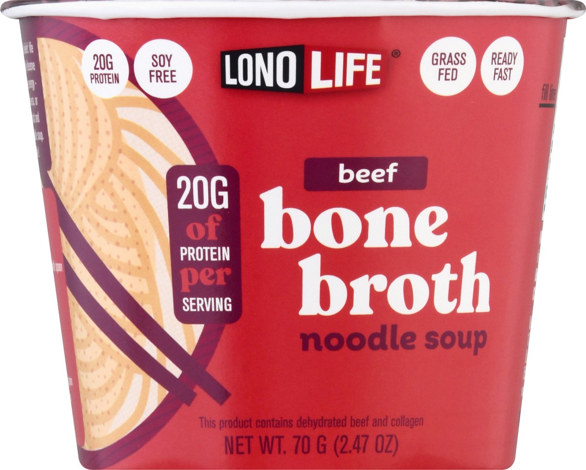 slide 2 of 11, LonoLife Bone Broth Beef Noodle Soup 70 g, 70 g