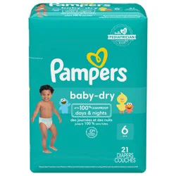Pampers Baby Dry Diapers, Size 6, 35+ lbs, 21 Count, Absorbent Disposable Diapers