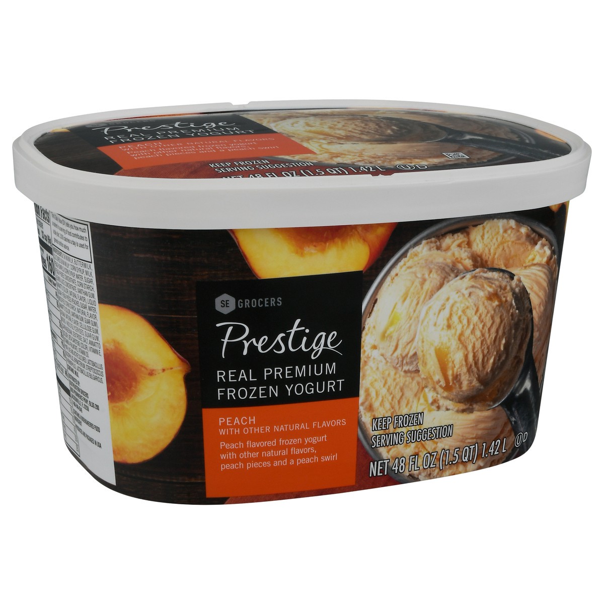 slide 4 of 9, SE Grocers Prestige Prestige Frozen Yogurt Peach, 48 oz