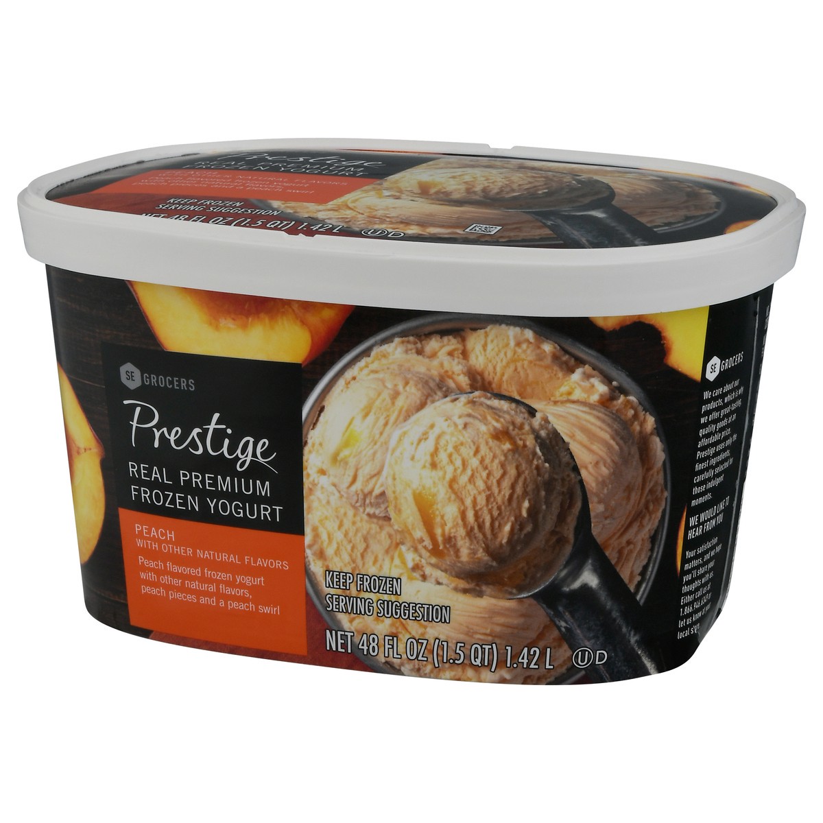 slide 3 of 9, SE Grocers Prestige Prestige Frozen Yogurt Peach, 48 oz