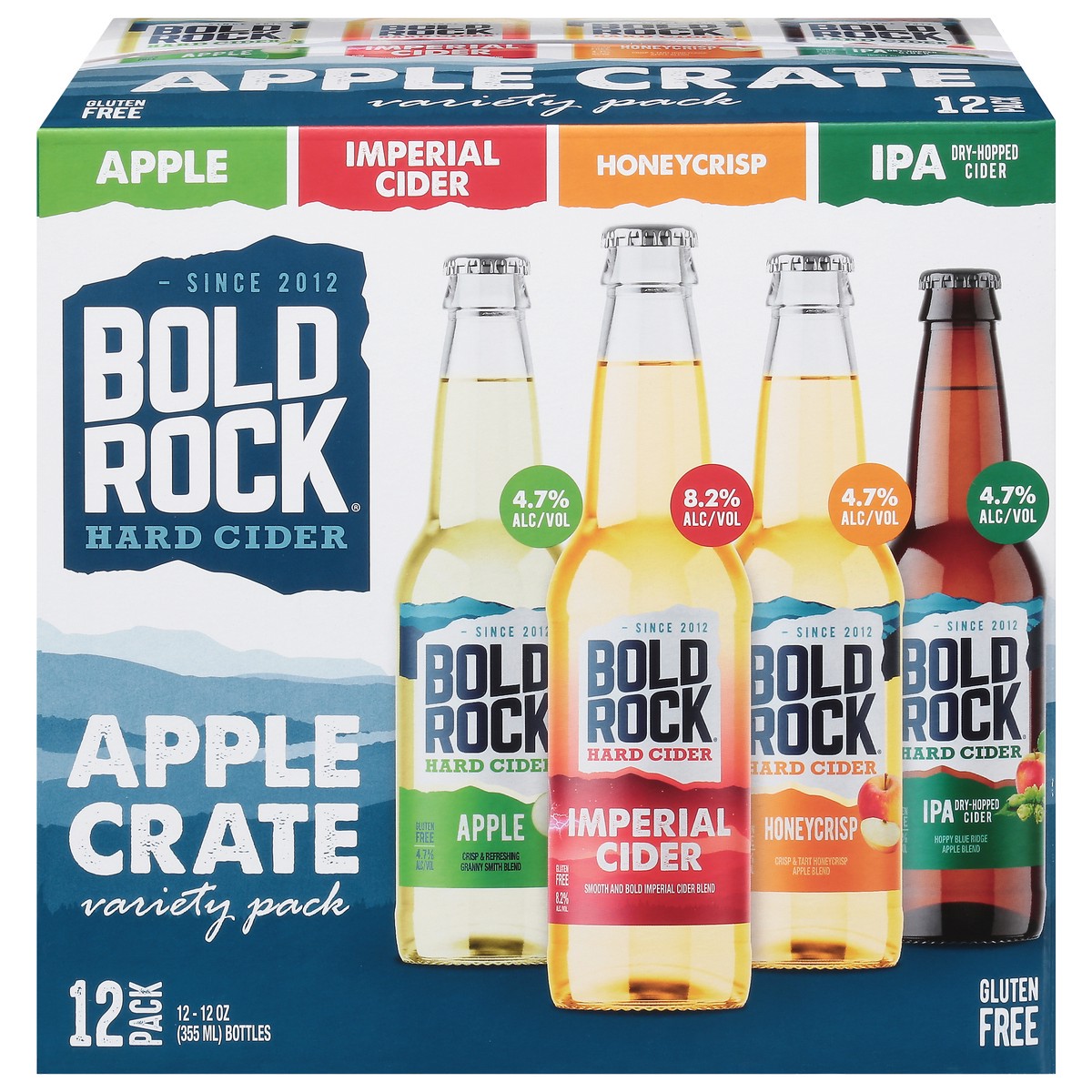 slide 1 of 9, Bold Rock Imperial Crate Hard Cider Variety 12pk Btl, 12 ct; 12 oz