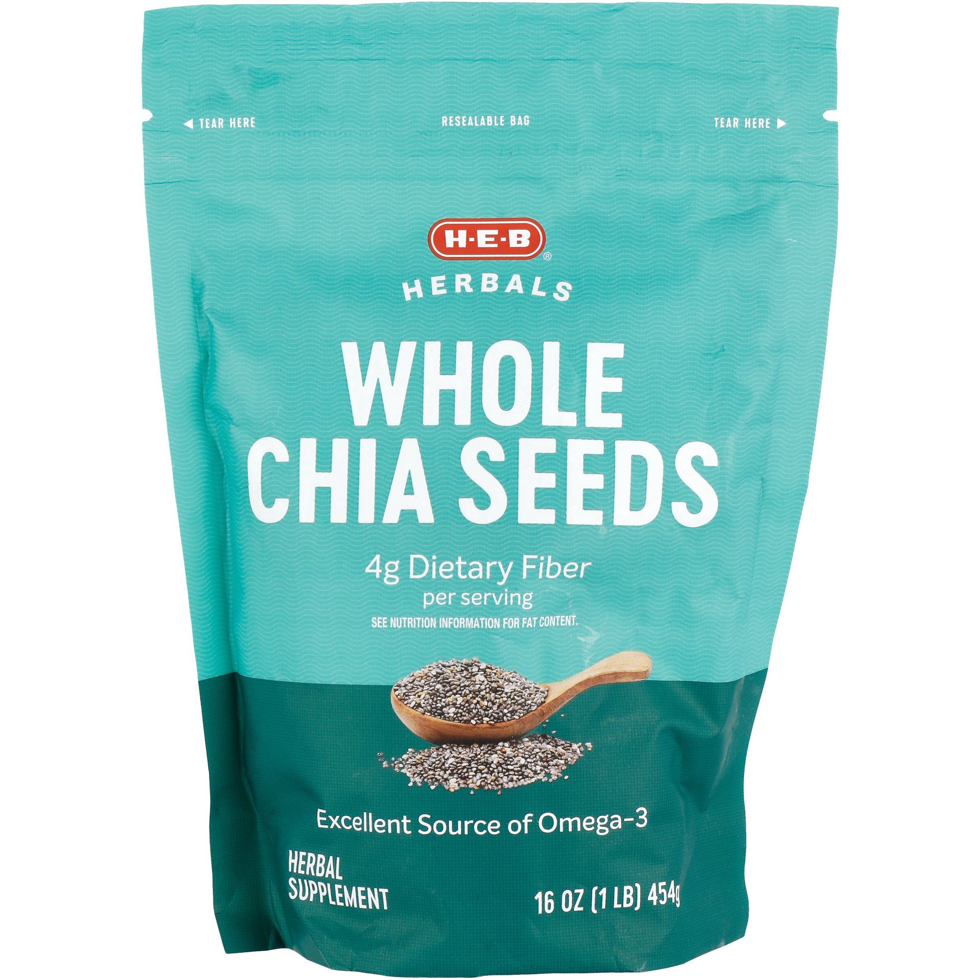 slide 1 of 1, H-E-B Whole Chia Seed, 16 oz
