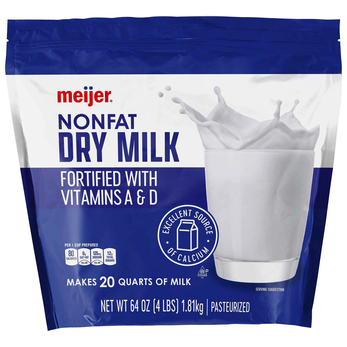 slide 1 of 2, Meijer Nonfat Instant Dry Milk, 64 oz