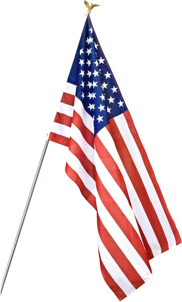 slide 1 of 1, Annin Flagmakers Flag Banner Kit With Steel Pole - Red/White/Blue/Silver/Gold, 3 x 5 ft