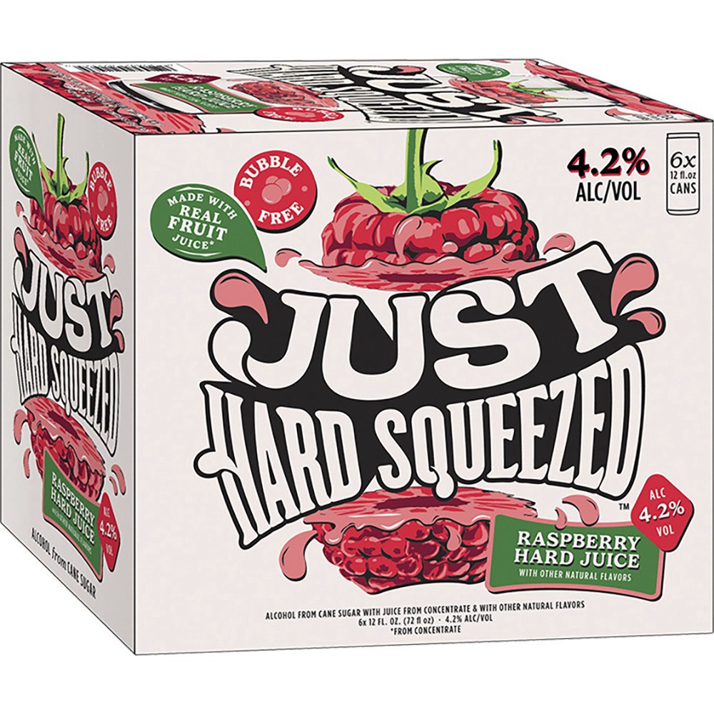 slide 1 of 1, Just Hard Squeezed Raspberry Hard Juice (12 fl. oz. Can, 6pk.), 6 ct; 12 oz