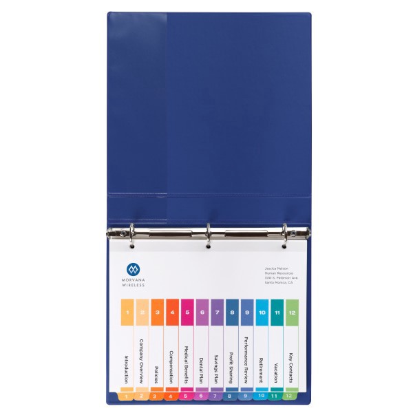 slide 3 of 8, Avery Ready Index 20% Recycled Table Of Contents Dividers, 1-12 Tab, Multicolor, 1 ct