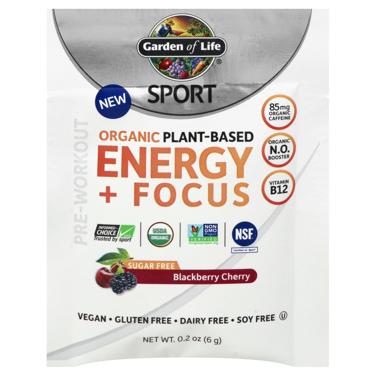 slide 1 of 11, Garden of Life Sport Organic Plant-Based Sugar Free Blackberry Cherry Energy + Focus 0.2 oz, 0.2 oz