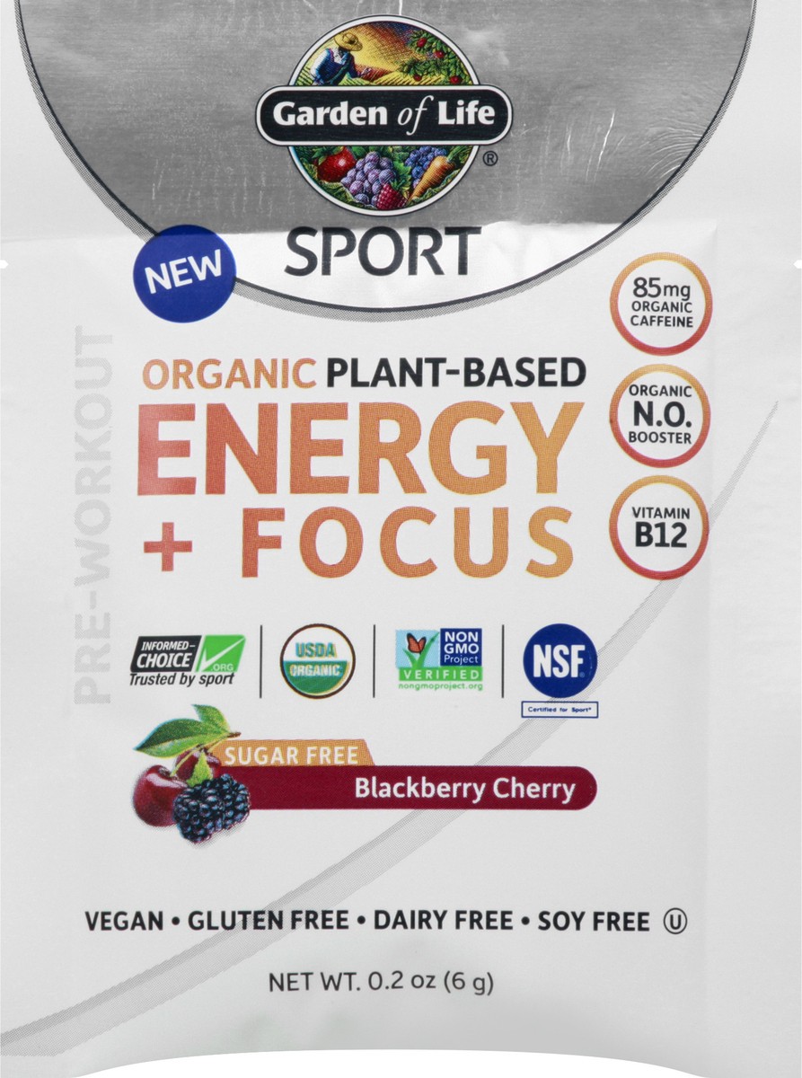 slide 1 of 11, Garden of Life Sport Organic Plant-Based Sugar Free Blackberry Cherry Energy + Focus 0.2 oz, 0.2 oz