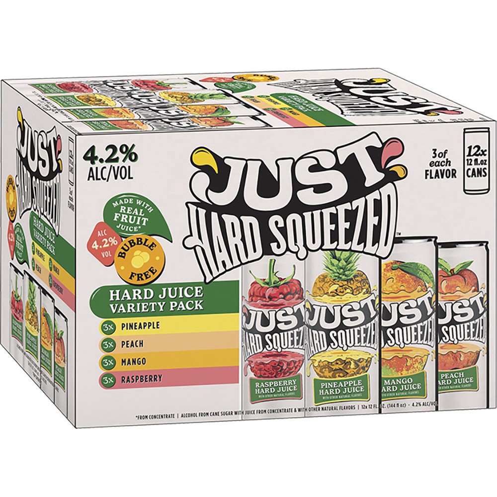 slide 1 of 1, Just Hard Squeezed Hard Juice Variety Pack (12 fl. oz. Can, 12pk.), 12 ct