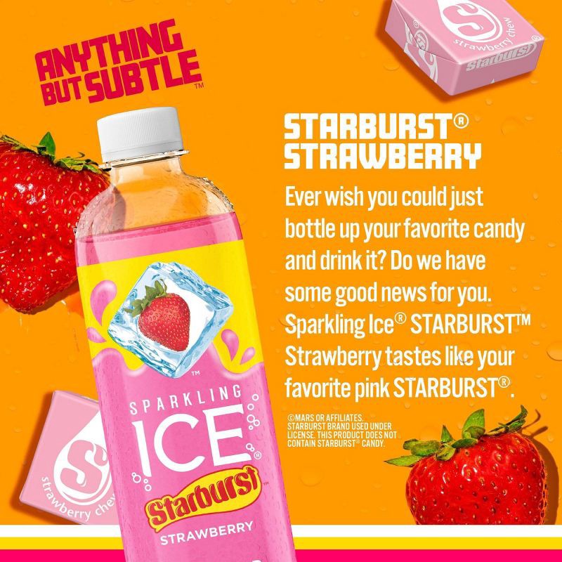 slide 2 of 6, Sparkling Ice Strawberry Starburst - 17 fl oz Bottle, 17 fl oz