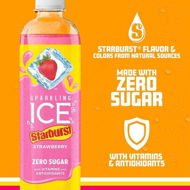 slide 3 of 6, Sparkling Ice Strawberry Starburst - 17 fl oz Bottle, 17 fl oz