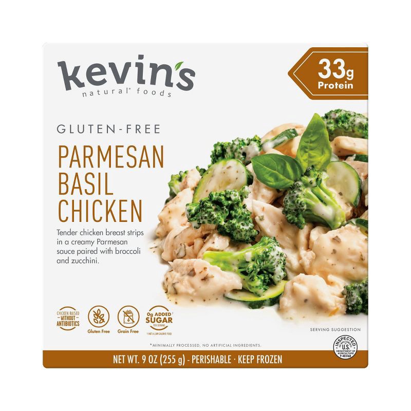 slide 1 of 5, Kevin's Natural Foods Frozen Gluten Free Parmesan Basil Chicken - 9oz, 9 oz