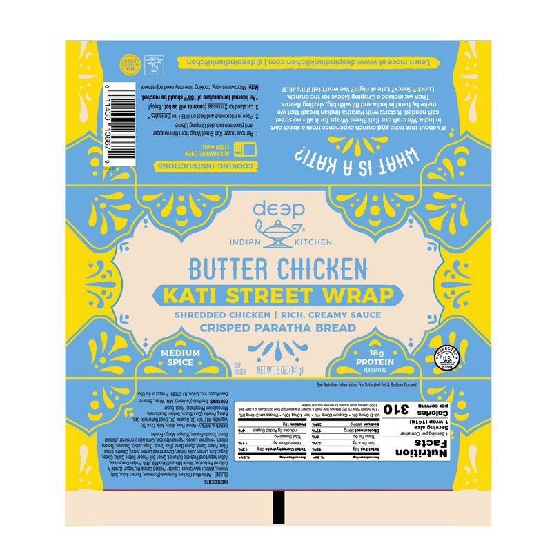slide 2 of 6, Deep Indian Kitchen Deep Indian Kati Frozen Butter Chicken Wrap - 5oz, 5 oz