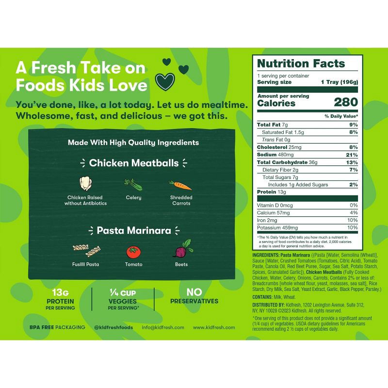 slide 3 of 5, Kidfresh Frozen Chicken Meatballs & Pasta Marinara - 6.9oz, 6.9 oz