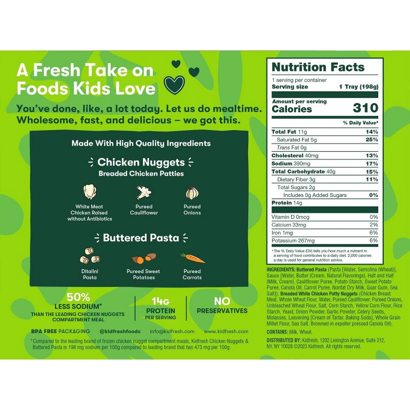 slide 3 of 5, Kidfresh Frozen White Meat Chicken Nuggets & Buttered Pasta - 6.9oz, 6.9 oz