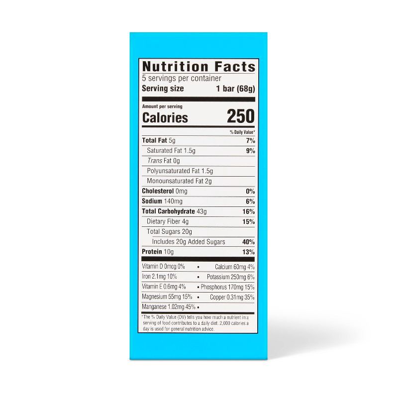slide 2 of 6, Energy Bar Chocolate Chip - 10g Protein - 5ct - Good & Gather™, 10 gram, 5 ct