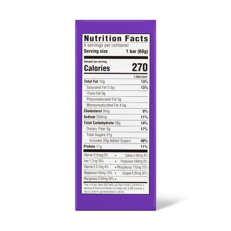 slide 2 of 6, Energy Bar Peanut Butter Chocolate Chip with Chocolate Drizzle - 11g Protein - 5ct - Good & Gather™, 11 gram, 5 ct