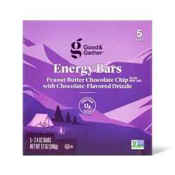 Energy Bar Peanut Butter Chocolate Chip with Chocolate Drizzle - 11g Protein - 5ct - Good & Gather™