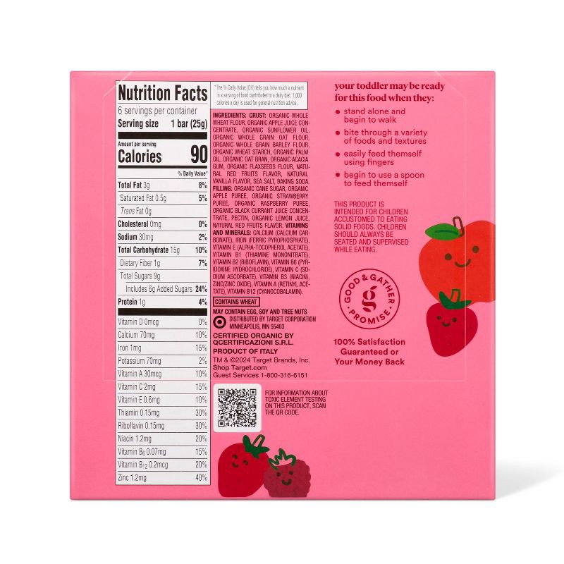 slide 2 of 4, Organic Toddler Snack Bar 25GM 6ct - Strawberry - Good & Gather™, 6 ct