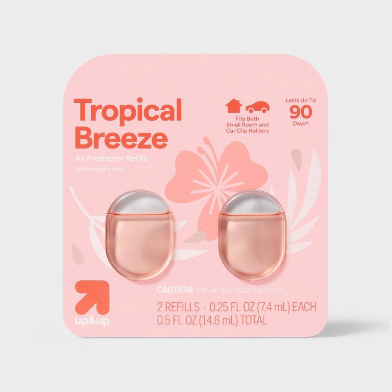 slide 1 of 3, Small Room and Car Clip Refills - Tropical Breeze - 0.5 fl oz/2ct - up&up™, 2 ct; 0.5 fl oz