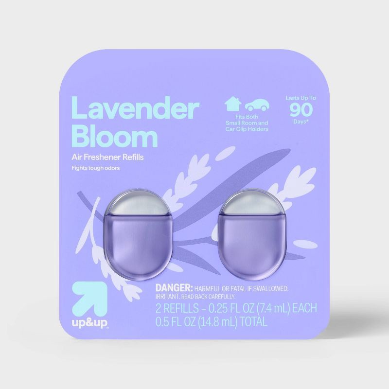 slide 1 of 3, Small Room and Car Clip Refills - Lavender Bloom - 0.5 fl oz/2ct - up&up™, 0.5 oz, 2 ct