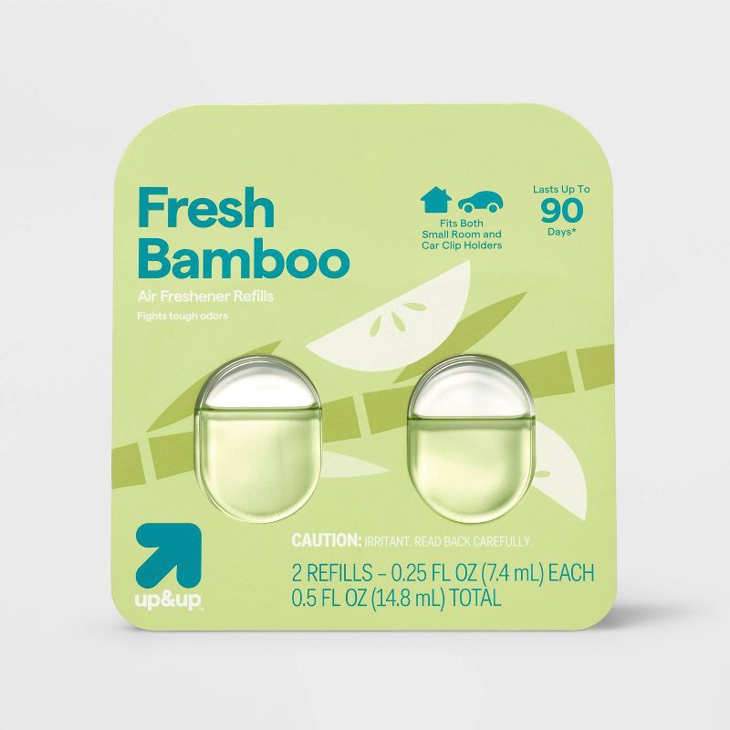slide 1 of 3, Small Room and Car Clip Refills - Fresh Bamboo - 0.5 fl oz/2ct - up&up™, 0.5 oz, 2 ct