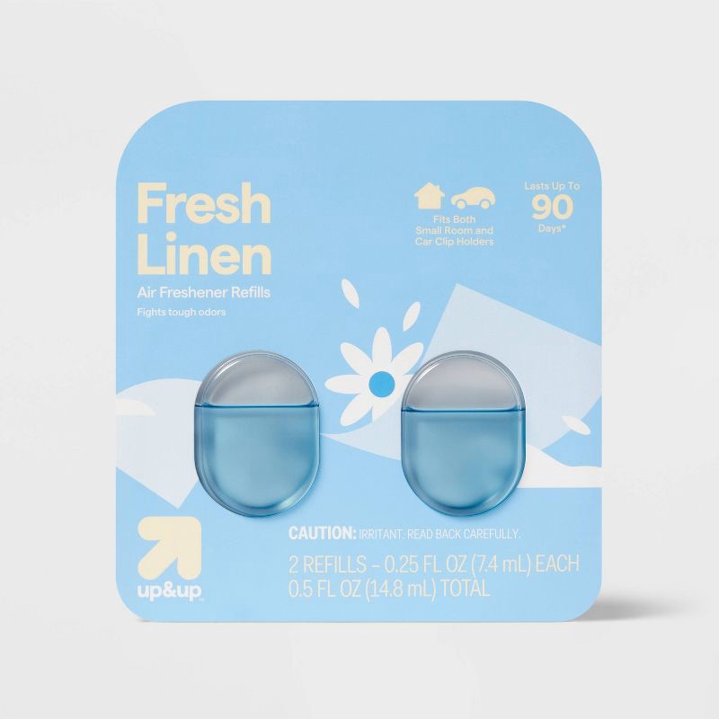 slide 1 of 3, Small Room and Car Clip Refills - Fresh Linen - 0.5 fl oz/2ct - up&up™, 0.5 oz, 2 ct