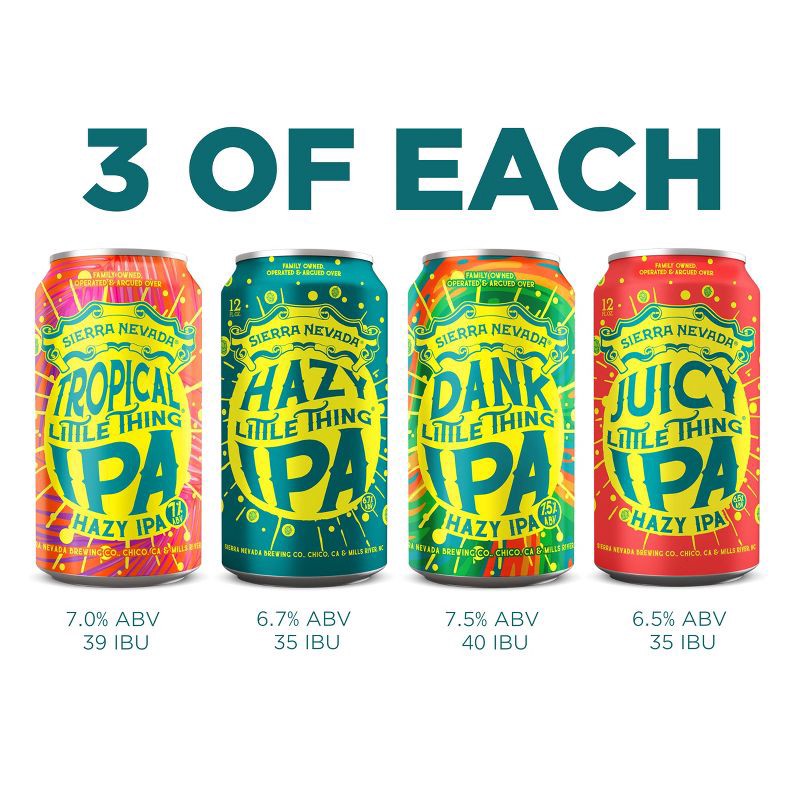 slide 4 of 7, Sierra Nevada Hazy IPA Variety Pack - 12pk/12 fl oz Cans, 12 ct; 12 fl oz