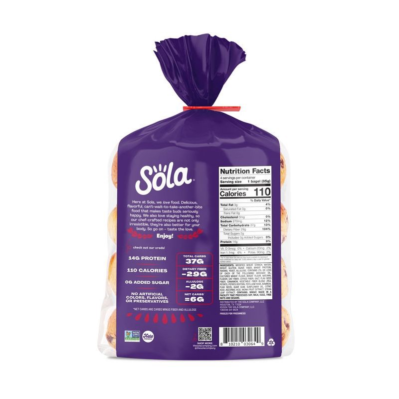 slide 5 of 10, Sola Bread Sola Cinnamon Raisin Bagel - 12oz, 12 oz