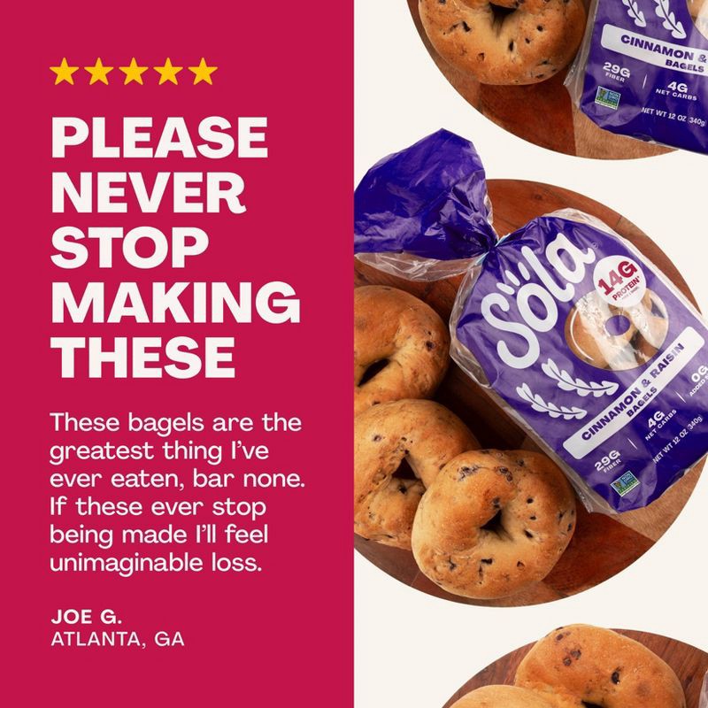 slide 10 of 10, Sola Bread Sola Cinnamon Raisin Bagel - 12oz, 12 oz