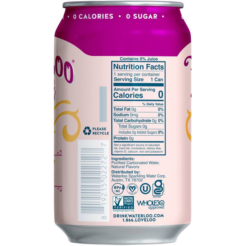 slide 3 of 6, Waterloo Sparkling Water Waterloo Raspberry Nectarine Sparkling Water - 8pk/12 fl oz Cans, 8 ct; 12 fl oz