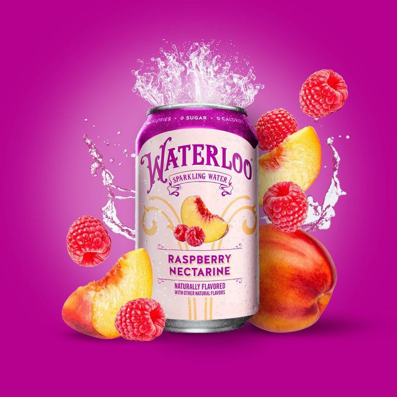 slide 5 of 6, Waterloo Sparkling Water Waterloo Raspberry Nectarine Sparkling Water - 8pk/12 fl oz Cans, 8 ct; 12 fl oz