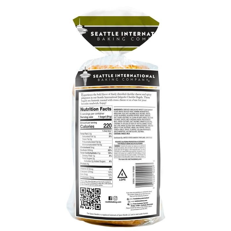 slide 2 of 5, Seattle International Baking Company Seattle International Jalapeno Cheddar Bagel, 1 ct