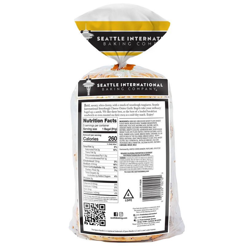 slide 2 of 5, Franz Seattle International Sourdough Cheese Onion Garlic Bagel, 1 ct