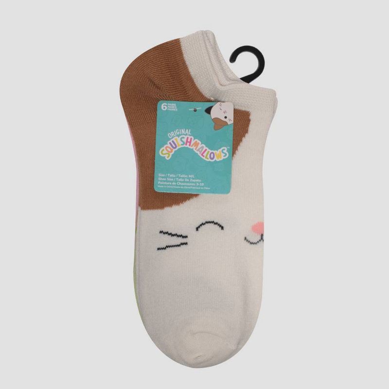 slide 3 of 3, Girls' Squishmallows 6pk No Show Socks - Ivory M/L, 6 ct