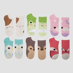 Girls' Squishmallows 6pk No Show Socks - Ivory M/L