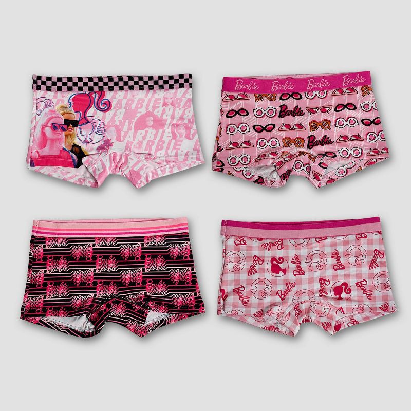 slide 1 of 5, Girls' Barbie 4pk Underwear - 8, 4 ct