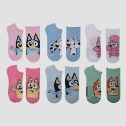 Disney Girls' Bluey 6pk No Show Socks - Blue M/L