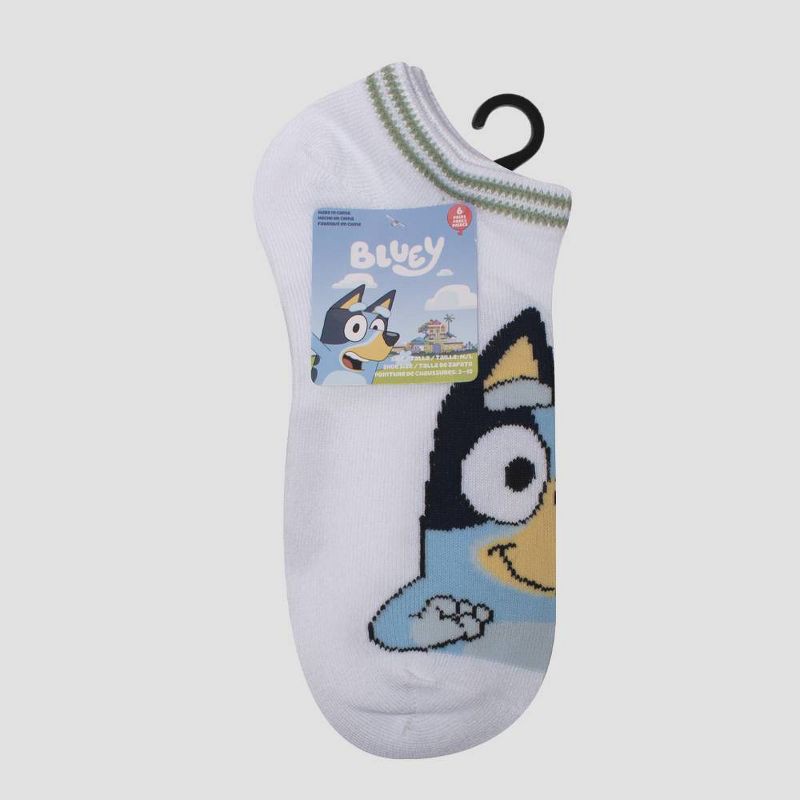slide 3 of 3, Disney Boys' Bluey 6pk No Show Socks - White S/M, 6 ct