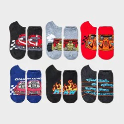 Boys' Hot Wheels 6pk No Show Socks - S/M