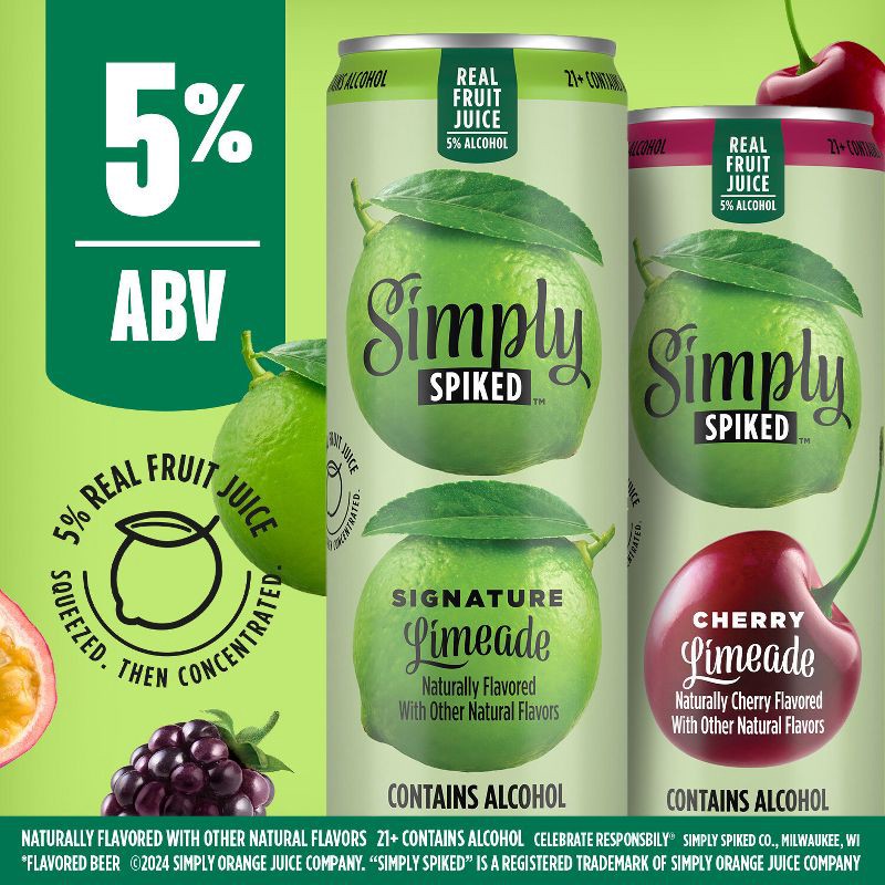 slide 2 of 7, Simply Spiked Limeade Variety Pack - 12pk/12 fl oz Cans, 12 ct; 12 fl oz