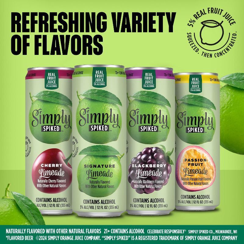 slide 3 of 6, Simply Spiked Limeade Variety Pack - 12pk/12 fl oz Cans, 12 ct; 12 fl oz