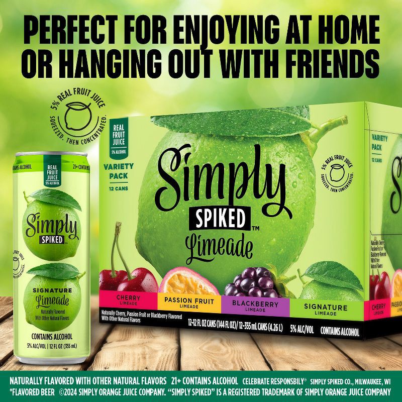 slide 6 of 7, Simply Spiked Limeade Variety Pack - 12pk/12 fl oz Cans, 12 ct; 12 fl oz