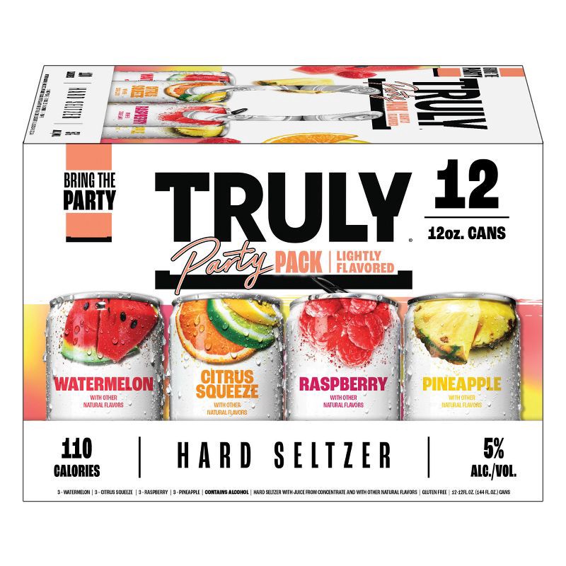 slide 4 of 9, Truly Spiked & Sparkling Truly Party Pack Variety Pack - 12pk/12 fl oz Cans, 12 ct; 12 fl oz