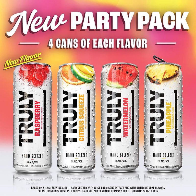 slide 7 of 9, Truly Spiked & Sparkling Truly Party Pack Variety Pack - 12pk/12 fl oz Cans, 12 ct; 12 fl oz