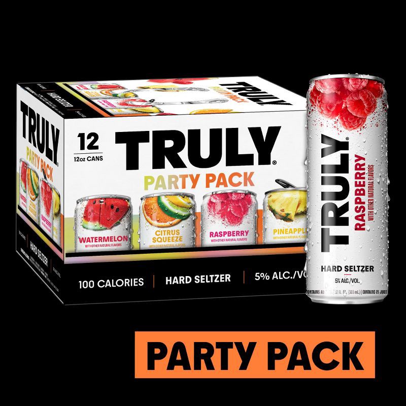 slide 9 of 9, Truly Spiked & Sparkling Truly Party Pack Variety Pack - 12pk/12 fl oz Cans, 12 ct; 12 fl oz