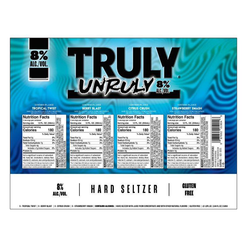 slide 6 of 6, Truly Spiked & Sparkling Truly Unruly Variety Pack - 12pk/12 fl oz Cans, 12 ct; 12 fl oz