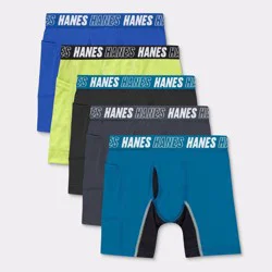 Hanes Moves Boys' 5pk Anti-Chafe Boxer Briefs - Blue XL