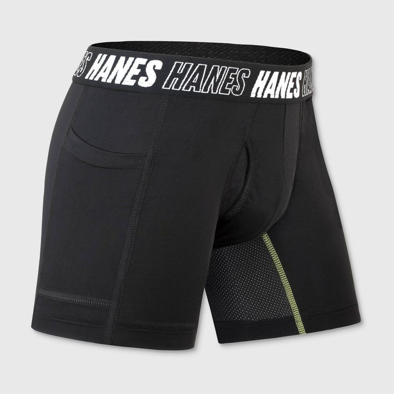 slide 4 of 6, Hanes Moves Boys' 5pk Anti-Chafe Boxer Briefs - Black L, 5 ct