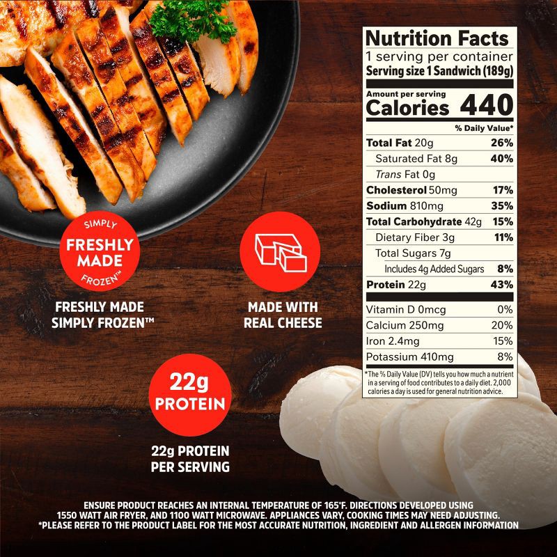 slide 6 of 8, Stouffer's Sandwich Melt Fulls Grilled Chicken Parmesan Frozen Lunch Meal - 6.6oz, 6.6 oz